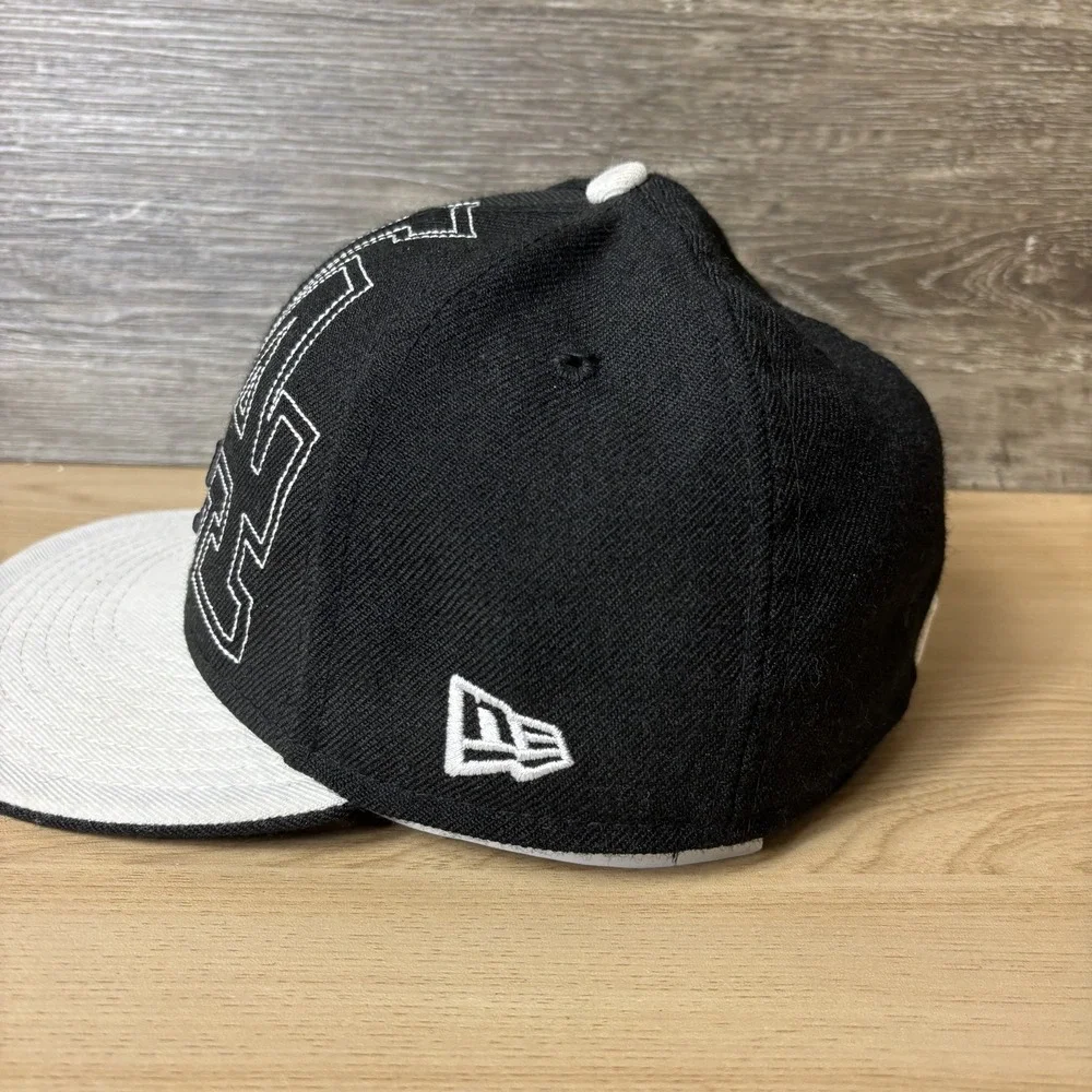 Los Angeles Dodgers Hat Cap Fitted Mens 7 Black White MLB Baseball New Era